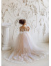 Cap Sleeves Lace Tulle Flower Girl Dress With Train